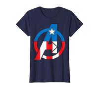 Marvel Avengers Captain America Costume Fill Logo T-Shirt, Women, Navy Blue, X-Large