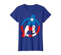 Marvel Avengers Captain America Costume Fill Logo T-Shirt, Women, Royal Blue, Medium