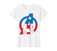 Marvel Avengers Captain America Costume Fill Logo T-Shirt, Women, White, XX-Large