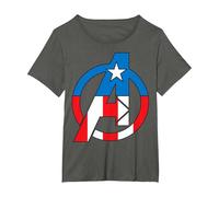 Marvel Avengers Captain America Costume Fill Logo T-Shirt, Women's Plus, Asphalt Grey, 5X