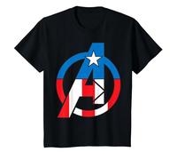 Marvel Avengers Captain America Costume Fill Logo T-Shirt, Youth, Black, 4T