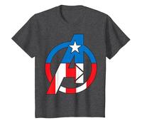 Marvel Avengers Captain America Costume Fill Logo T-Shirt, Youth, Dark Heather Grey, Medium