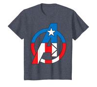 Marvel Avengers Captain America Costume Fill Logo T-Shirt, Youth, Heather Blue, Medium
