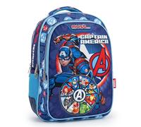 Marvel Avengers Captain America Kids' Backpack 3 Cases | Elementary Daypack | Superhero School Bag with Bottle Pocket & Ergonomic Padded Straps | Lightweight Large-Capacity | Ideal for School & Travel