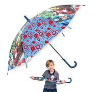 Marvel Avengers Children’s Umbrella Automatic Open Stick Brolly for Boys Girls Windproof PVC Rain Cover 75cm UV Protection Lightweight Gift for School Outdoor Travel