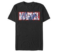 Marvel Avengers Classic-Cap Organic Short Sleeve T-Shirt, Black, M