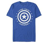 Marvel Avengers Classic-Captain Power Organic Short Sleeve T-Shirt, Bright Blue, L