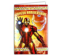 Marvel Avengers Collecting Card Iron Man Happy Birthday Shiny Silver with Yellow Envelope Interior Illustrated Superhero American Comics Movie Series Animation Boy Child 130935