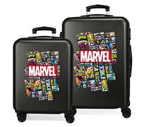Marvel Avengers Comic Black Luggage Set 55/68 cm Rigid ABS Combination Lock 104 Litre 4 Double Wheels Hand Luggage