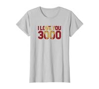Marvel Avengers Endgame Iron Man I Love You 3000 Text Fill T-Shirt, Women, Silver Grey, 3X-Large