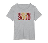 Marvel Avengers Endgame Iron Man I Love You 3000 Text Fill T-Shirt, Women's Plus, Heather Grey, 2X