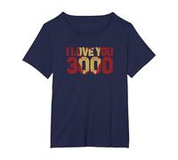 Marvel Avengers Endgame Iron Man I Love You 3000 Text Fill T-Shirt, Women's Plus, Navy Blue, 6X