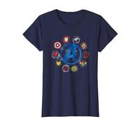 Marvel Avengers Endgame Painted Icons - AC Exclusive T-Shirt, Women, Navy Blue, 3X-Large