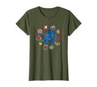 Marvel Avengers Endgame Painted Icons - AC Exclusive T-Shirt, Women, Olive Green, X-Large