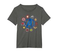Marvel Avengers Endgame Painted Icons - AC Exclusive T-Shirt, Women's Plus, Asphalt Grey, 2X