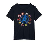 Marvel Avengers Endgame Painted Icons - AC Exclusive T-Shirt, Women's Plus, Black, 5X