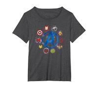 Marvel Avengers Endgame Painted Icons - AC Exclusive T-Shirt, Women's Plus, Dark Heather Grey, 4X