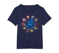 Marvel Avengers Endgame Painted Icons - AC Exclusive T-Shirt, Women's Plus, Navy Blue, 2X