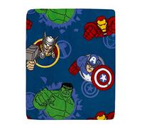 Marvel Avengers Fight The Foes Blue, Red, Green Hulk, Iron Man, Thor, Captain America Super Soft Toddler Blanket