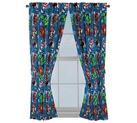 Marvel Avengers Fighting Team 63" Inch Drapes - Beautiful Room Décor & Easy Set Up, Bedding - Curtains Include 2 Tiebacks, 4 Piece Set (Official Marvel Product)