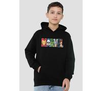 Marvel Avengers Hero Brick Logo Youth Kids Pull-Over Hoodie, Black | Size: 9-11 Years Marvel Black 9-11 Years