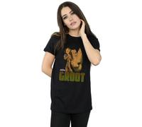 Marvel Avengers Infinity War Groot Character Cotton Boyfriend T-Shirt In Black Black XL
