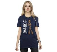 Marvel Avengers Infinity War I Am Teenage Groot Cotton Boyfriend T-Shirt In Navy Navy XXL