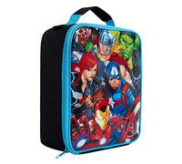 Marvel Avengers Insulated Kids Lunch Bag with Handle, Official Merchandise by Polar Gear - 600D Polyester, Reusable Food & Drink Thermal Cool Bag for School Nursery Snacks Picnic - Black & Blue
