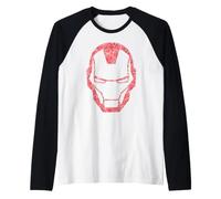 Marvel Avengers Iron Man Helmet Rose Filled Silhouette Raglan Baseball Tee