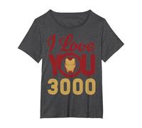 Marvel Avengers Iron Man I Love You 3000 T-Shirt, Women's Plus, Dark Heather Grey, 1X