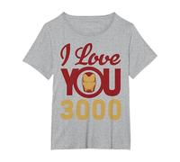 Marvel Avengers Iron Man I Love You 3000 T-Shirt, Women's Plus, Heather Grey, 5X