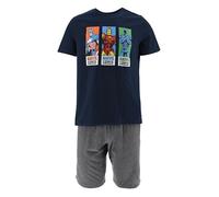 Marvel Avengers Men's Pyjama Set, Grey and Blue, Summer Pyjamas with T-Shirt and Short Trousers, Comics Leisure Suit Pjs S M L XL, blue, L