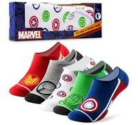 Marvel Avengers Mens Socks Invisible Trainer Socks Teens Anti Slip Heel Grip Pack of 5 No Show Hulk Summer Trainer Liners (Multi)