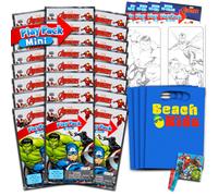 Marvel Avengers Mini Party Favors Set - Bundle with 24 Mini Grab n Go Play Packs with Coloring Pages Stickers More | Avengers Birthday Supplies
