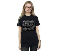 Marvel Avengers Mono Team Art Cotton Boyfriend T-Shirt In Black Black