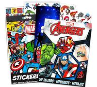 Marvel Avengers Party Favors Super Set ~ Bundle Includes 295+ Avengers Stickers and 50 Avengers Temporary Tattoos for Kids | Marvel Avengers Party Supplies