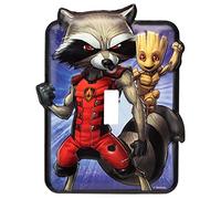 Marvel Avengers Rocket and Groot Embossed Metal Light Switch Plate | Avengers Switch Plate Decoration for Bedroom or Man Cave