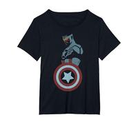 Marvel Avengers Sam Wilson Captain America Portrait T-Shirt, Women's Plus, Black, 6X