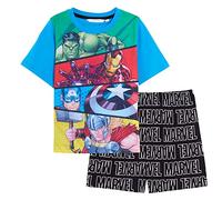 Marvel Avengers Short Pyjamas for Boys Shortie Pjs Set Kids T-Shirt + Shorts Super Hero Nightwear