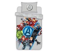 Marvel Avengers Single Duvet Cover Set - Grey Polycotton Bedding with Superhero Characters - 135x200 cm Quilt Cover with 50x75 cm Pillowcase - Kids Bedding Set, Machine Washable, Soft & Durable