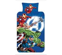 Marvel Avengers Single Duvet Cover Set - Reversible Superhero Bedding for Kids - Official Marvel - Polycotton 52% Cotton 48% Polyester - Blue - UK Size (Single)