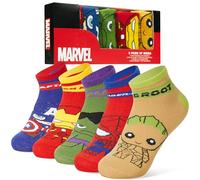 Marvel Avengers Socks for Boys Teens, Pack of 5 Spiderman Captain America Casual Ankle Socks, Soft & Breathable, Boys Gifts (Multi, 3.5-6.5 UK, 9-14 Years)