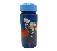 Marvel Avengers Thor 500ml Leak Proof Drinks Bottle with Flip-Up Spout, Carry Loop & Removable Straw - BPA Free Kids Reusable Water Bottle