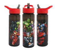 Marvel Avengers Water Bottle Flip Up Straw 600ml by Polar Gear - Kids Reusable Non Spill BPA Free Ideal For School Nursery Sports Picnic