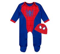 Marvel Baby Sleepsuit with Hat | Spiderman Baby Grows | Newborn Sleepsuit | Blue Age 0 to 3 Months