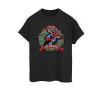 Marvel Be Merry Cotton Boyfriend T-Shirt In Black Black