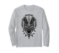 Marvel Black Panther Mask Portrait Long Sleeve T-Shirt, Adult Unisex, Heather Grey, Large