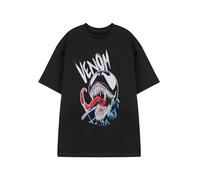 Marvel Black Venom Tongue Graphic Tee | Men's Short Sleeve T-Shirt | Crew Neck Superhero Apparel | Casual Everyday Wear | Venom Character Design Comics Merchandise
