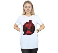 Marvel Black Widow Movie Avengers Logo Cotton Boyfriend T-Shirt In White White 4XL