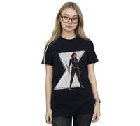 Marvel Black Widow Movie Natasha Logo Cotton Boyfriend T-Shirt Black 5XL